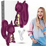 Вакуумний вібратор Білочка з підігрівом для клітора і точки G Бордовий, фото 2