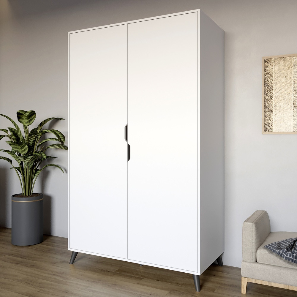 Шафа дводверна з чорними ніжками М-ЗОН Борн 1200 Німфея Альба (білий) (MZN-031063), фото 1