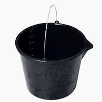 Відро 12 L будівельне підсилене з носиком та мірною шкалою, чорне