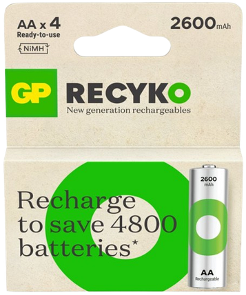Акумулятор GP Recyko 2600mAh (GP270AAHCER21-2TLB4), фото 1