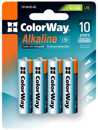 Батарейка ColorWay Alkaline (CW-BALR06-4BL), фото 1