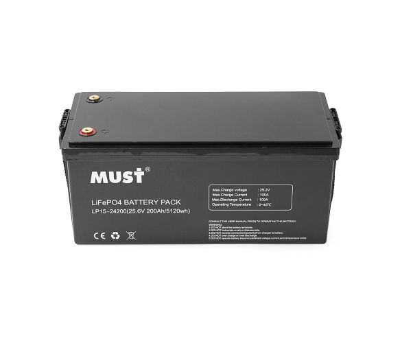 Акумулятор Must LiFePO4 LP15-24200 25,6В 200Аг 2,56кВт літій залізо фосфатний АКБ 522x240x218мм 45кг