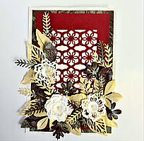Вітальна листівка 3D з золотими елементами та квітами у стилі "Еліт" з написом на замовлення