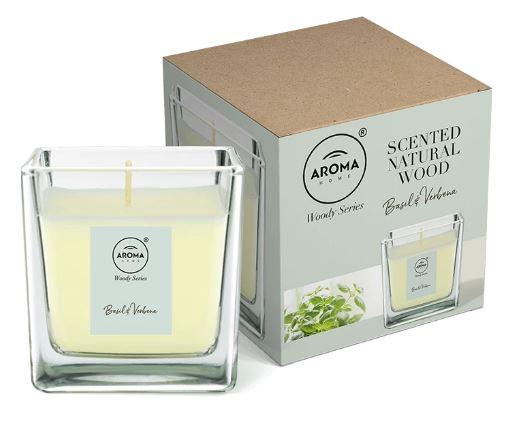 Ароматична свічка 155g "Aroma Home" - Natural Wax Woody Series - Basil&Verbena(Базилік-Вербена)10929
