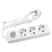 Подовжувач 3гн/3 м із землею + кнопка, Viko із заземленням, у розетку, переноска, електричний Віко 90118303