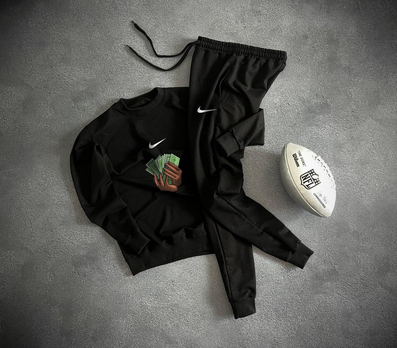 Nike спортивний костюм чоловічий осінній весняний світшот і штани найк чорний