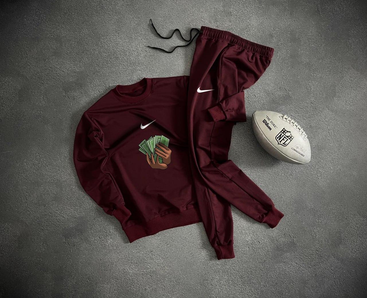 Спортивний костюм Nike чоловічий осінній весняний комплект світшот штани найк бордовий