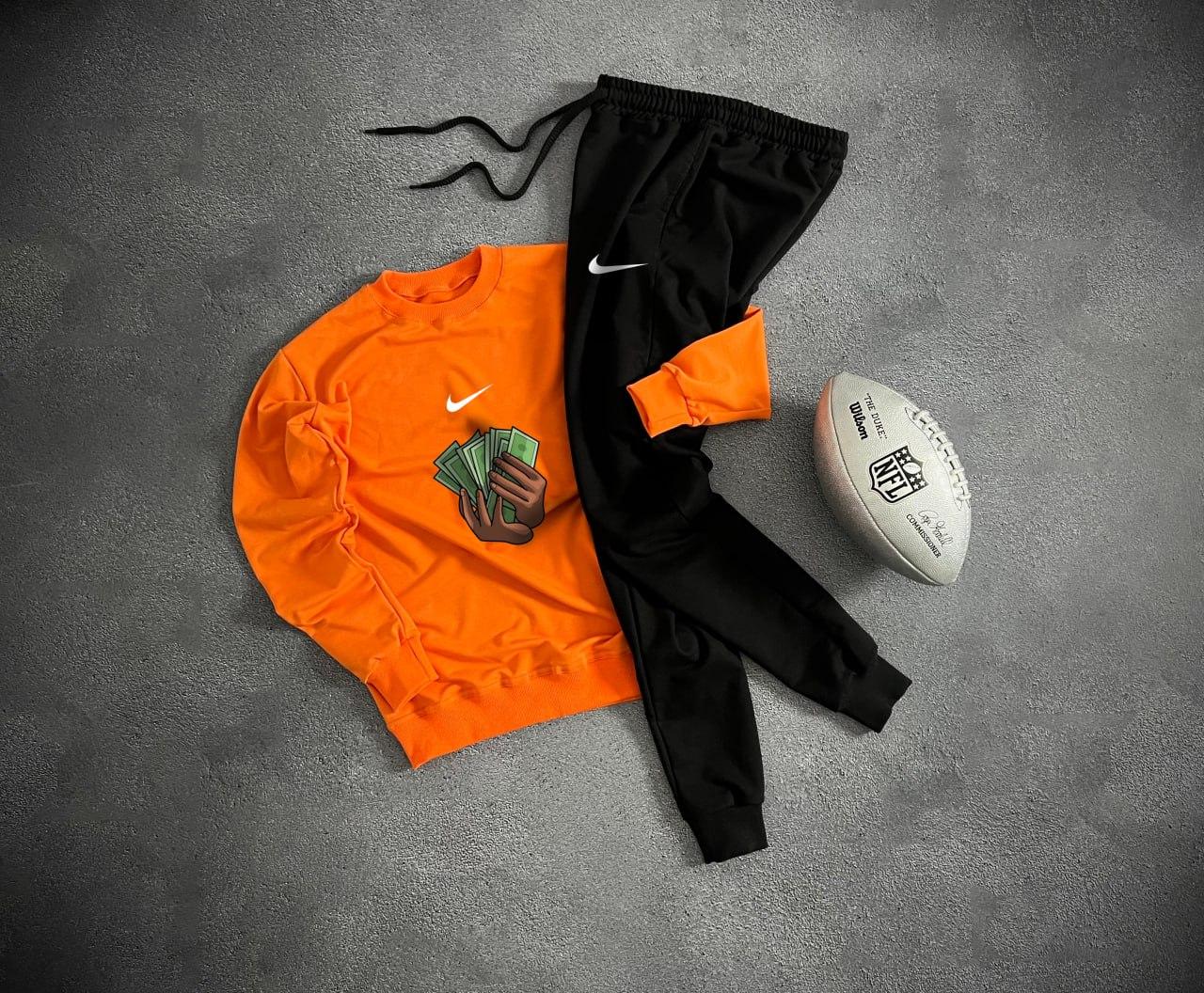 Спортивний костюм Nike чоловічий світшот штани штани осінній весняний літній найк помаранчевий-чорний