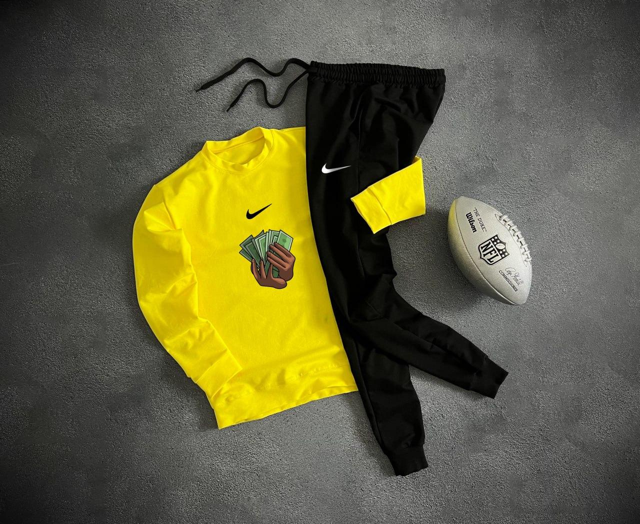 Чоловічий спортивний костюм Nike толстовка штани штани осінній весняний найк жовтий-чорний
