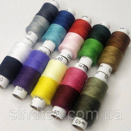 Набір ниток Sindtex-020-1 40/2 100% поліестер (уп 10шт на 20 кольорів), фото 2