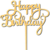 Топер пластиковий Happy Birthday золото