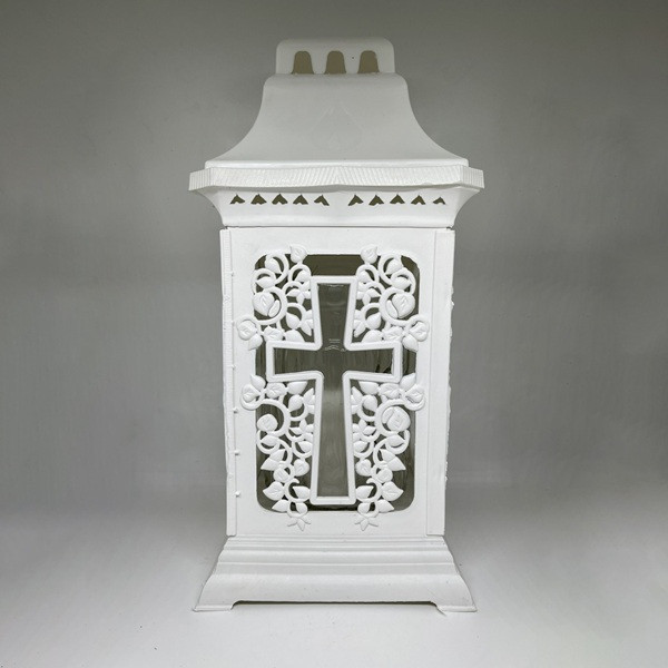 Лампадка пластикова зі скляною вставкою 25 год. (32 см), біла, 1/4 (910-1), фото 1