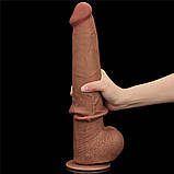 Фалоїмітатор Sliding-Skin Dual Layer Dong 13.5" Brown, фото 5