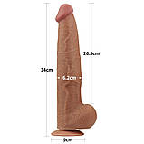 Фалоїмітатор Sliding-Skin Dual Layer Dong 13.5" Brown, фото 4