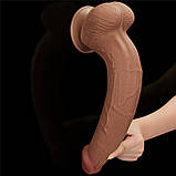 Фалоїмітатор Sliding-Skin Dual Layer Dong 13.5" Brown, фото 7