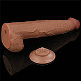 Фалоїмітатор Sliding-Skin Dual Layer Dong 13.5" Brown, фото 8