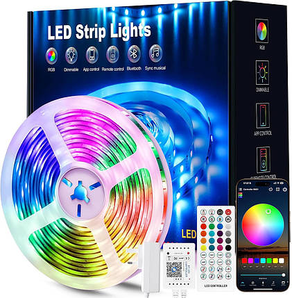Світлодіодна стрічка Beaeet 10 м, світлодіодні лампи RGB із синхронізацією кольорів і зміною кольорів для спальні, ін, фото 1