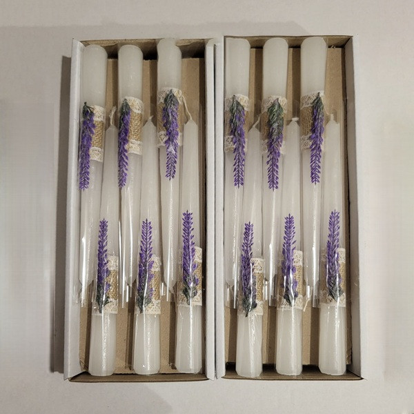Свічка столова Великодня, конусна, 24 см, лаванда біла, 1/12, фото 1