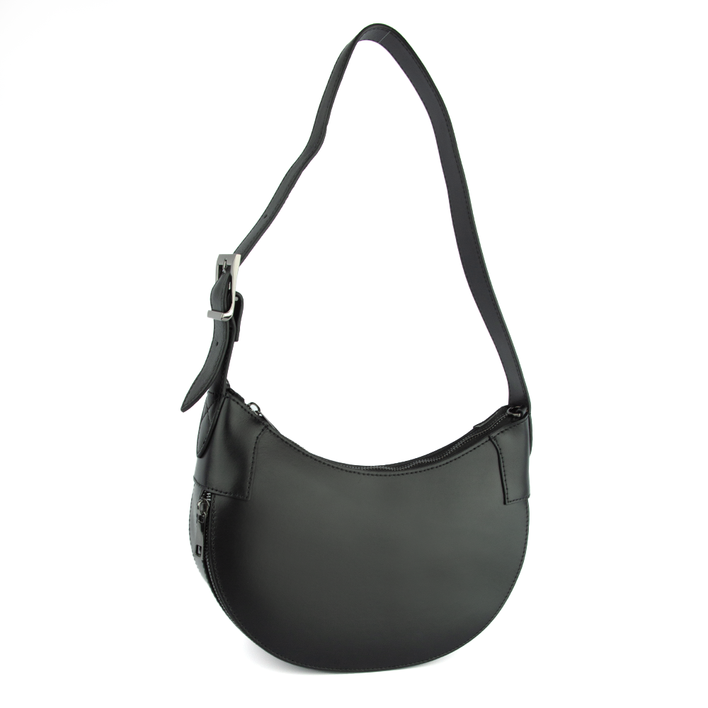 Сумка шкіряна жіноча Virginia Conti 03839 чорна півмісяць