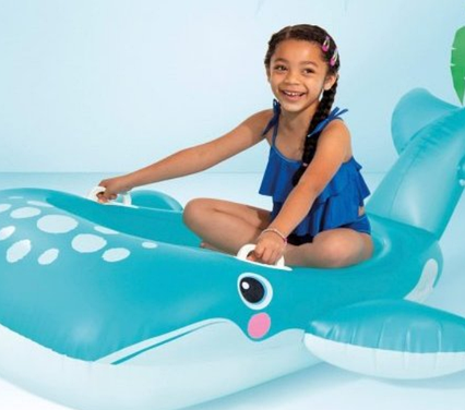 Плотик надувний для катання дітей на воді синій кит 160х140 см.