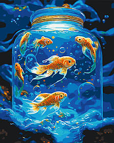 Картина за номерами Пейзаж. Підводний світ, рибки з фарбами металік 40*50 см Орігамі LW 3460