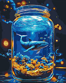 Картина за номерами Пейзаж. Підводний світ, кит з фарбами металік 40*50 см Орігамі LW 3461