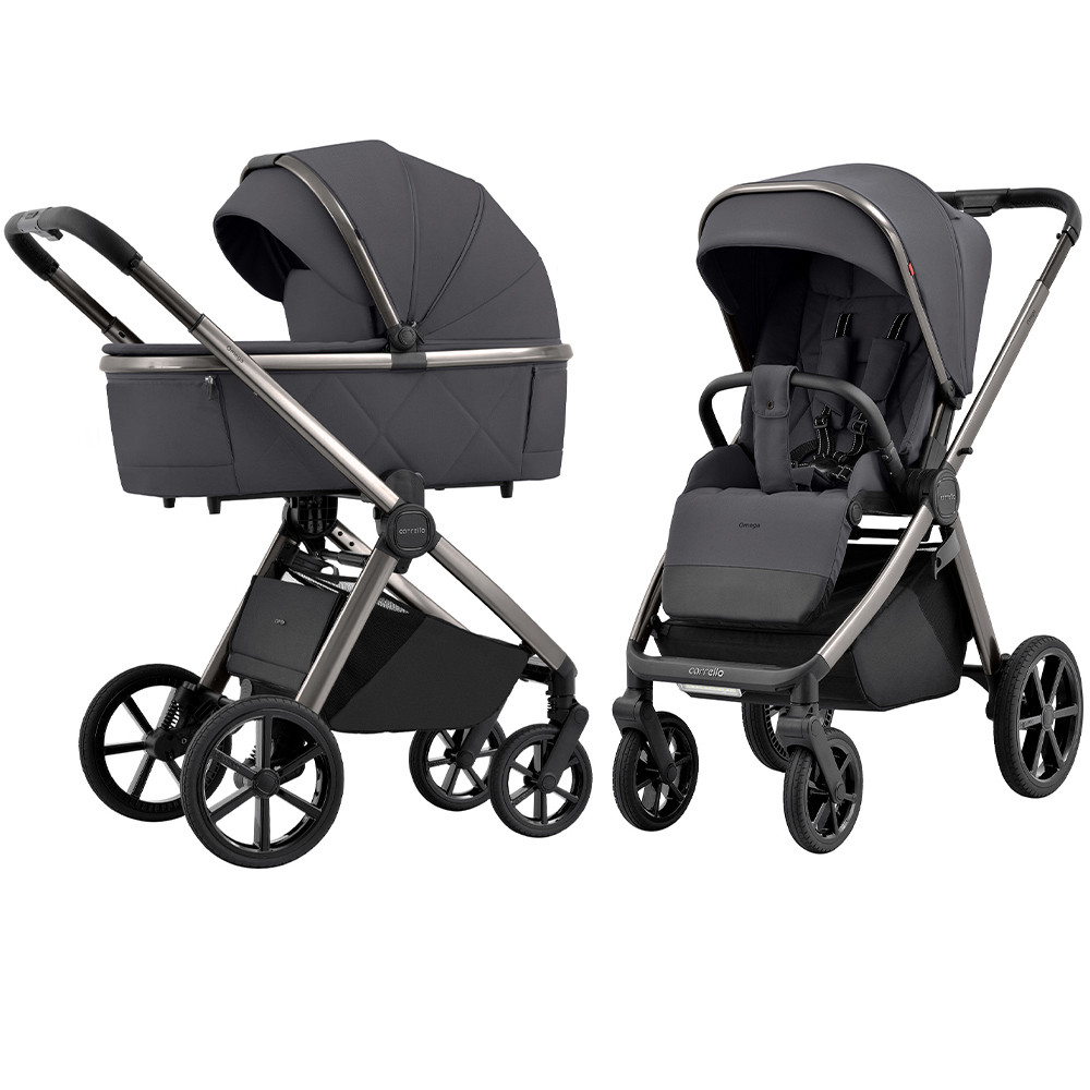 Коляска універсальна 2 в 1 Omega Excellent Grey з LED підсвічуванням для дітей до 22 кг CARRELLO Сірий