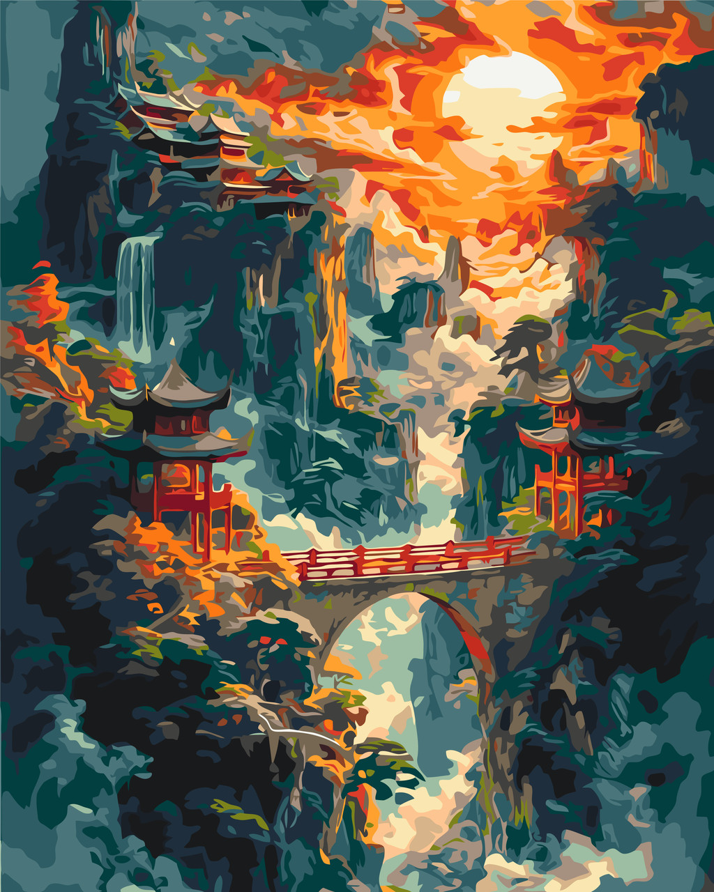 Картина за номерами Японський ранковий пейзаж 40*50 см Орігамі LW 3465, фото 1