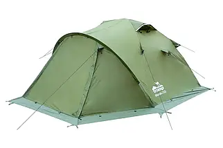 Двомісний намет Tramp Mountain 2 (v2) Green | Експедиційна алюмінієва палатка для тривалих походів з 2 входами та 2 тамбурами, фото 2