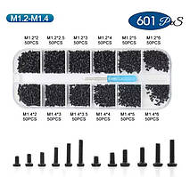 Набір Мікрогвинтів M1.2, M1.4 з Пласкою Головкою + Викрутка 601 шт Spec (SP-0679001)