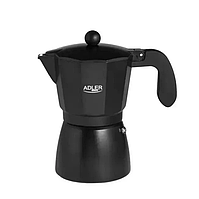 Кавоварка гейзерна в чорному кольорі,алюмінієва 320 мл Adler AD 4421