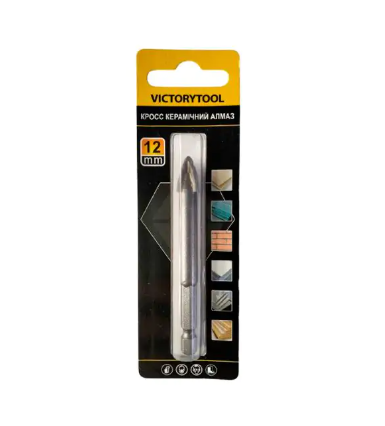 Свердло (фреза) по плитці з шестигранним хвостовик VICTORYTOOL 12 мм