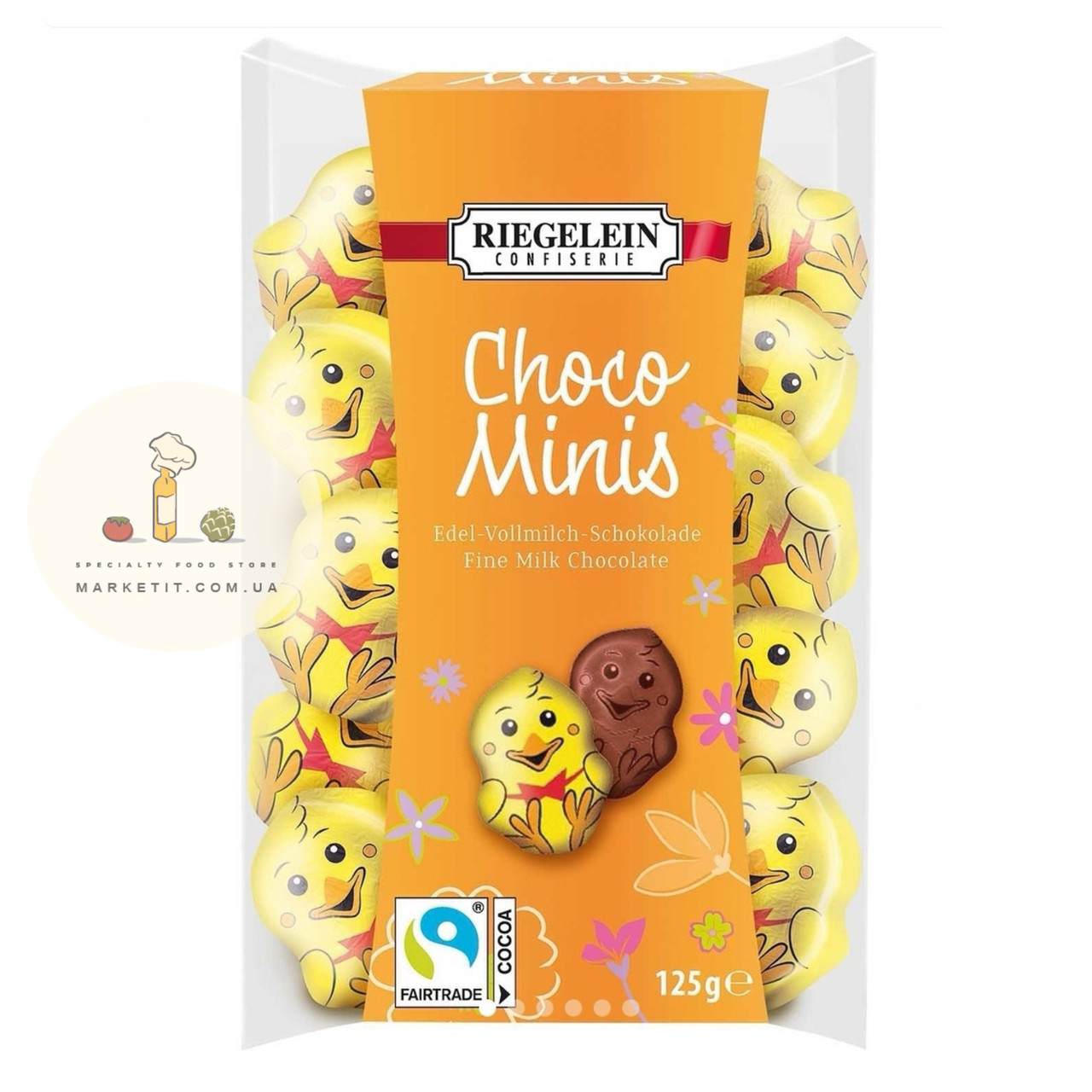 Шоколадні фігурки Riegelein Choco Minis, курчата Німеччина 100 г.