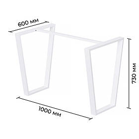 Каркас розбірний для столу з металу 1000×600×730 мм Terra Білий