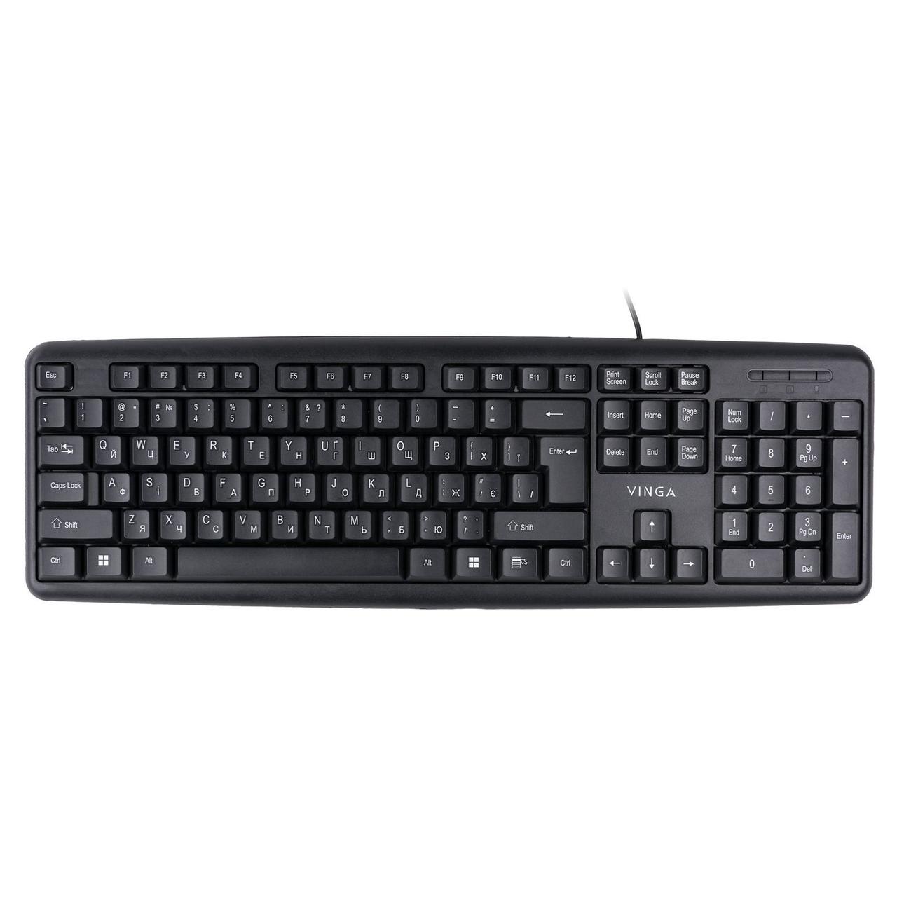 Клавіатура Vinga KB110BK мембранна, USB