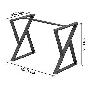 Каркас розбірний для столу з металу 1000×600×730 мм Loft Чорний