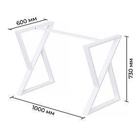Каркас розбірний для столу з металу 1000×600×730 мм Loft Білий