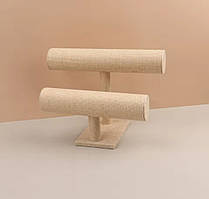 Підставка двоярусна оксамитова льняна для браслетів і годинників