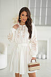 Жіноча лляна сукня з вишивкою та спідницею клеш, фото 4