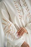 Жіноча лляна сукня з вишивкою та спідницею клеш, фото 6
