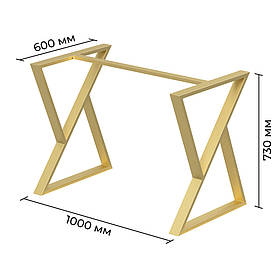 Каркас розбірний для столу з металу 1000×600×730 мм Loft Золото