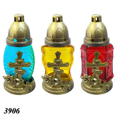 Свічка лампадка Хрест і троянда кольорова d 9 см h 18 см (12шт)