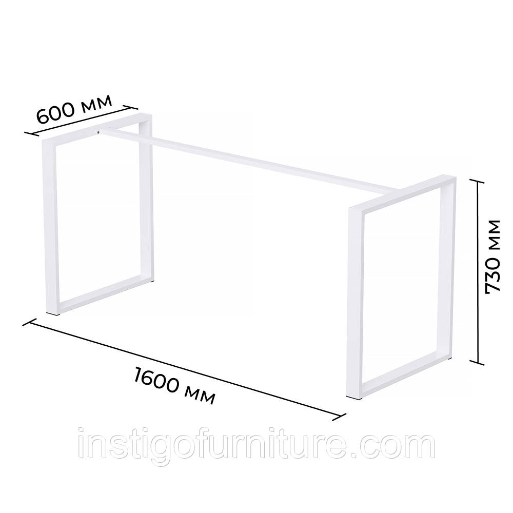 Каркас розбірний для столу з металу 1600×600×730 мм Minimal Білий