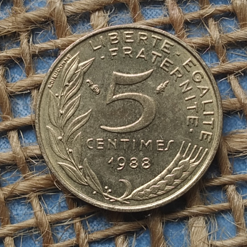 5 сантимiв 1988 року францiя