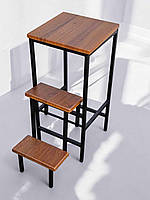 Табурет драбина барний стілець Minos чорний/горіх Наша Ковка