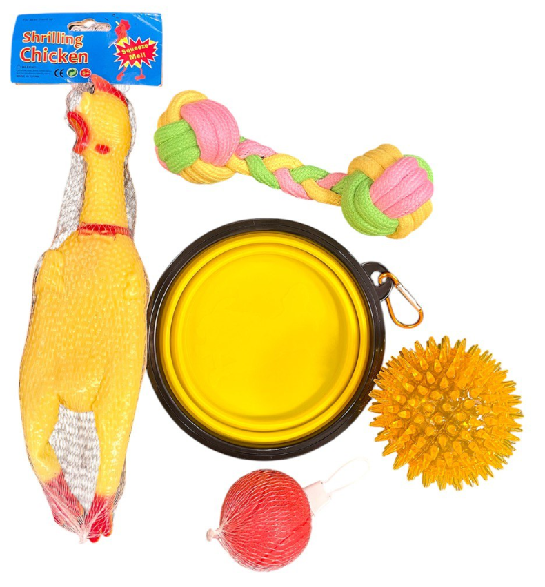 Набір іграшок для середніх собак, 5 предметів (жовтий), фото 1