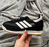 Чоловічі жіночі кросівки Adidas SL 72 Black White кеди Адідас СЛ чорні з білим замша текстиль, фото 3