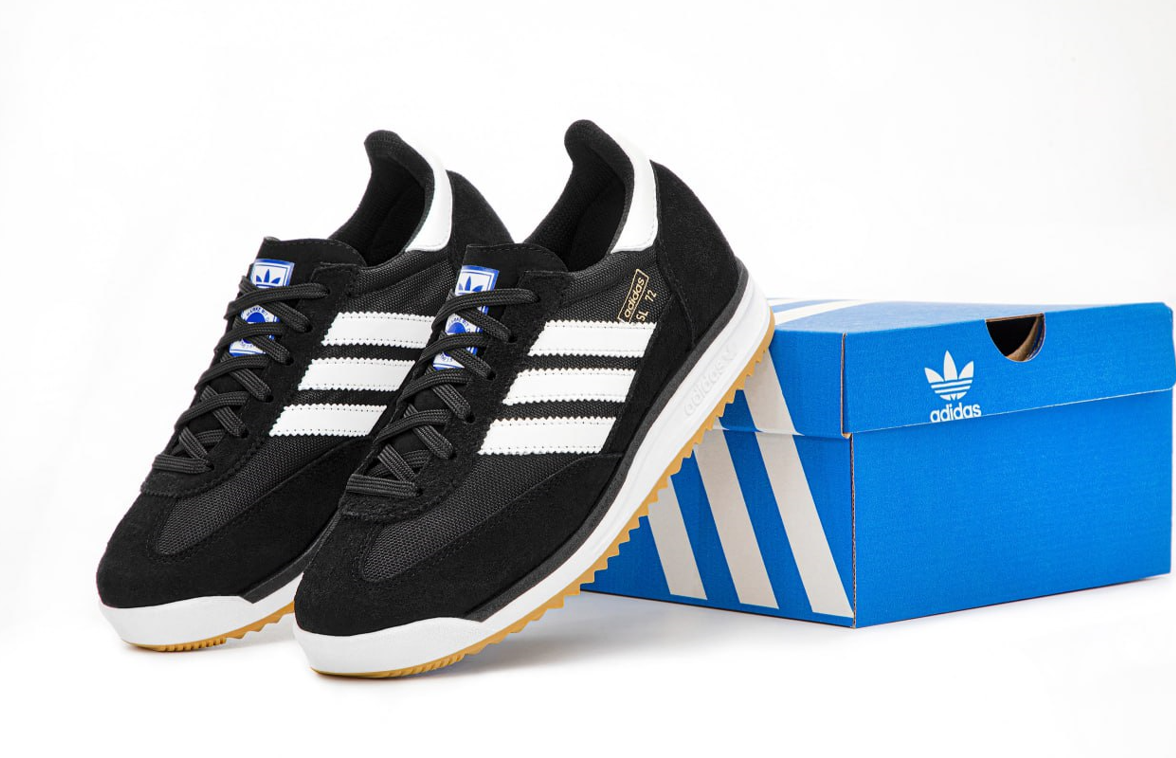Чоловічі жіночі кросівки Adidas SL 72 Black White кеди Адідас СЛ чорні з білим замша текстиль