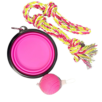 Набір іграшок для великих собак, 3 предмети (рожевий)