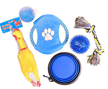 Набір іграшок для середніх собак, 6 предметів (синій)